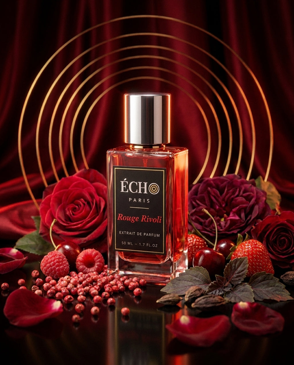 ÉCHO PARIS — Rouge Rivoli, univers rose/poivre rose/fruits rouges